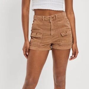 American Eagle Brown Corduroy Cargo Shorts, Highest Rise, Boyfriend Shorts 00